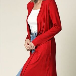 Made by Johnny Red Maxi Duster Cardigan Modal Blend Open Front Women’s L